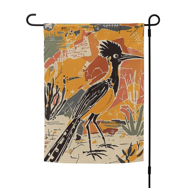 Southwest Roadrunner Garden Flag Print, 12x17 inch All-weather polyester