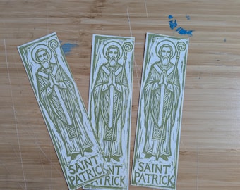 Saint Patrick of Ireland Bookmark Set, Relief Print on our 1870's Galley press