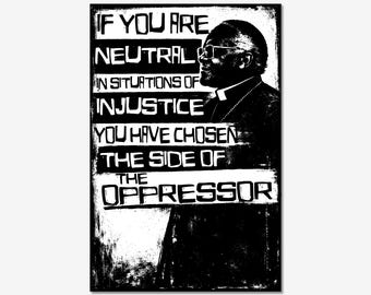 Desmond Tutu Quote Relief Print 8x12 Inch | Social Justice Art, Activist Decor, Protest