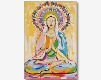 Bodhisattva Maria Portrait: Expressionistischer christlich-buddhistischer Kunstdruck