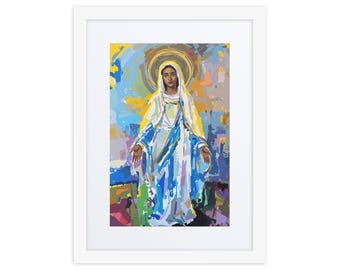 Our Lady of Good Health Portrait: Expressionist Mary India Art, Southern Decor (Framed Poster)