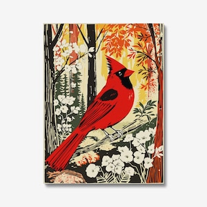Cardinal Bird Art Print: North Carolina Wildlife Decor, Ready-to-Hang Canvas