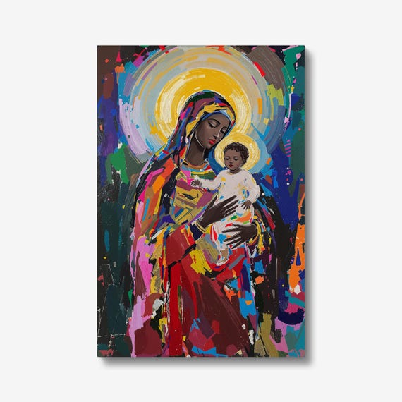 Black Madonna of Czestochowa Art Print: Expressionist Polish Folk Saint Icon