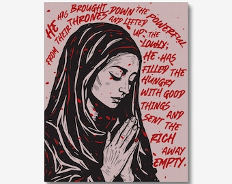 Mary's Song Wall Art, Marian Portrait, Religious Scripture, Home Decor