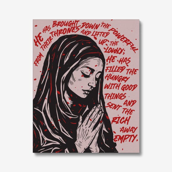 Mary's Song Wall Art, Marian Portrait, Religious Scripture, Home Decor
