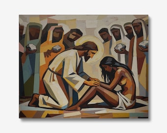 The Woman Saved From Stoning Jesus Story Art Print | Faith, Mercy, Biblical Wall Decor