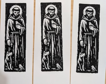 Saint Francis of Assisi Bookmark Set, Vintage Relief Print