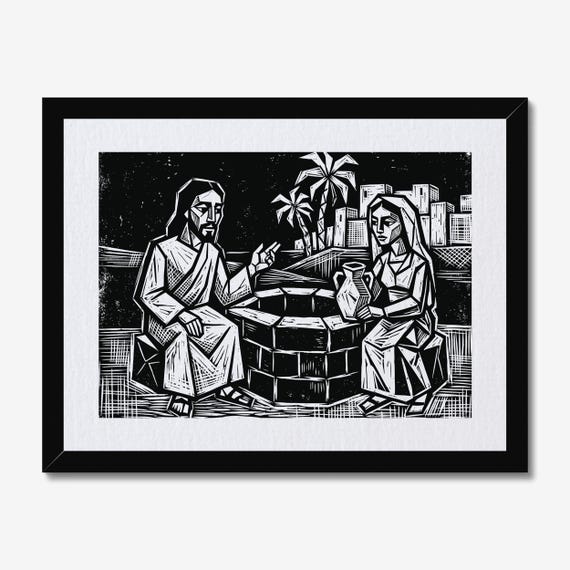 Jesus Art Relief Print, Expressionist Bible Scene, 5x7 inches