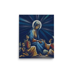 Mutter Maria Erscheinung Gebetskarte | Mutter zur Ausgegrenzten Hingabe | Originalkunstwerk religiöses Geschenk