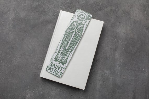 Saint Patrick of Ireland Bookmark Set, Relief Print on our vintage 1870's Galley press