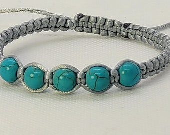 Custom Stylish Turquoise Stone Bead Bracelets / Personalized Macrame Stone  Bracelets / Natural and Stylish Accessory /Surfer Bracelets