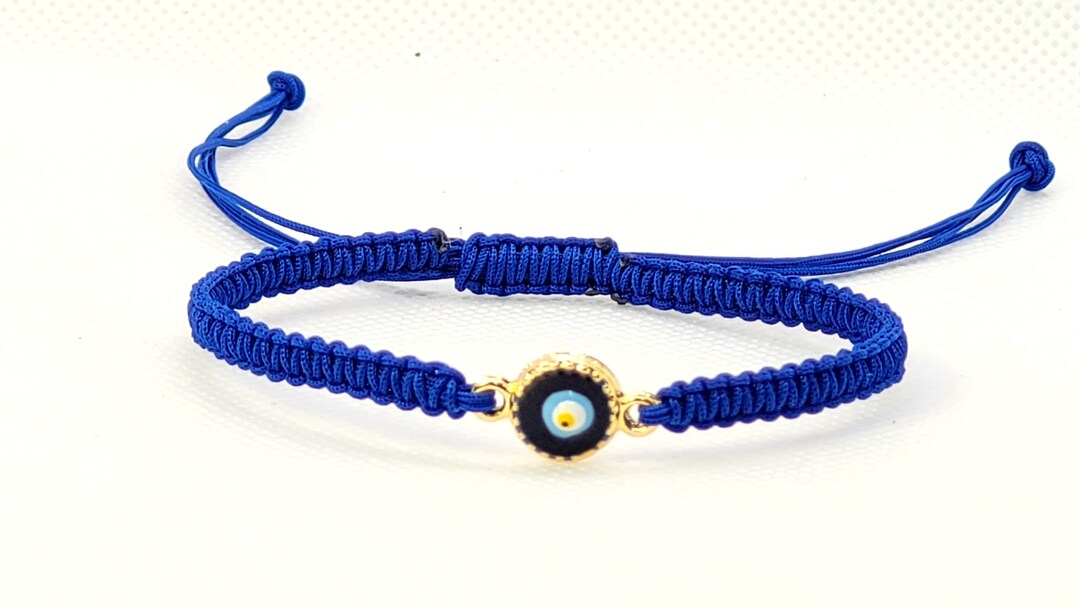 Blue String Evil Eye Bracelet, Protection Bracelet, Blue Evil Eye Jewelry , Adjustable Bracelet