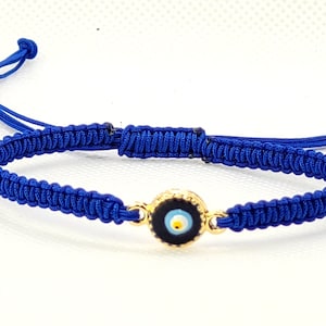 Blue String Evil Eye Bracelet, Protection Bracelet, Blue Evil Eye Jewelry , Adjustable Bracelet, Blue Evil Eye Charm,  Mal de Ojo Bracelet