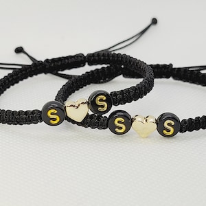 Pulseras de pareja INİTİAL PERSONALİZED con corazón de oro / pulseras de pareja personalizadas / parejas para pulsera / regalo para novio y novia