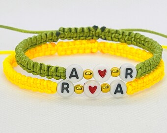 Personalized Handmade Couple Bracelet Set - Customizable Initials and Colors - Perfect Gift for Special Occasions