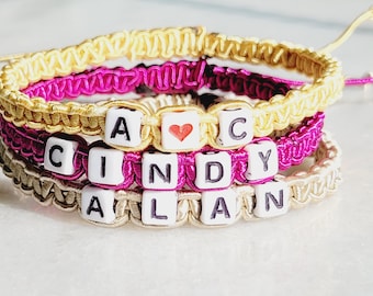 Custom Name Hemp Macrame Bracelet: Knitted Friendship Jewelry