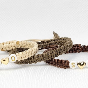 PULSERAS A JUEGO, PULSERAS CON LETRAS, PULSERAS PARA PAREJAS, PULSERAS CON INICIATIVAS DE CORAZÓN CON CIERRE DESLIZABLE, PERSONALIZADAS PARA USO CASUAL