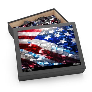 American Flag Puzzle - 120, 252, 500-Piece, Patriotic Decor, Family Game Night, Memorial Day, 4th of July, USA Theme