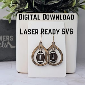 Football Earrings SVG| Digital Download | Laser File | Football Mama | Sport Earrings