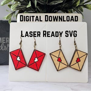 Valentinstag Liebesbrief Ohrringe Laser SVG | Digitaler Download | Laserdatei | Valentinstag Ohrringe