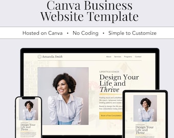 Plantilla de sitio web para coach de vida, página de destino de plantilla de sitio web femenino de Canva, sitio web de bienestar empresarial de coaching, sitio web de Canva de una sola página