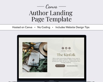 Author Website Template, Author Website Design, Writer Website Template, Canva Website Template for Authors, Landing Page Template