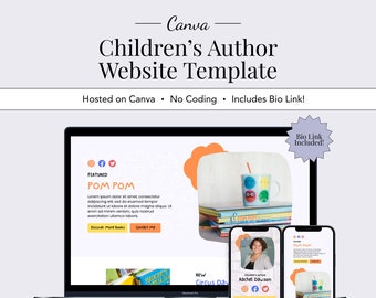 Author Website Template, Author Website Design, Writer Website Template, Canva Website Template for Authors, Landing Page Template