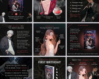 50 Spooky Dark Romantasy Author Instagram Templates, Romantasy Author Marketing, Instagram Canva Template, Author Social Media Template