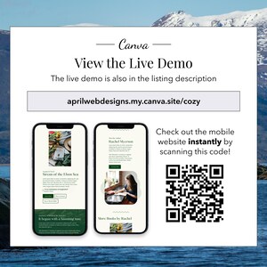 May include: A screenshot of a mobile website for a book by Rachel Myerson, titled "Sirens of the Ebon Sea". The website features a book cover with a yellow flower and a QR code to scan for instant access.