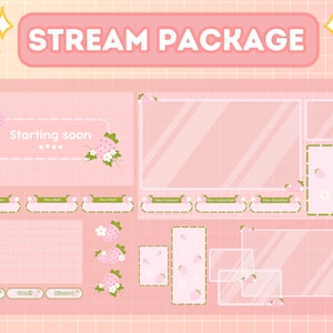Animated Stream Overlay Package for Twitch, Cute Lofi Theme Overlay, Cute Light Pink Strawberry Theme Overlay, Cute Pink Aesthetic, Vtuber