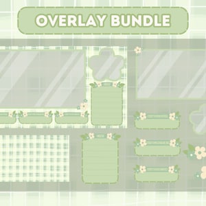 Stream Overlay Bundle for Twitch, Cute Sage Flower Theme Overlay, Soft Lofi Overlay, Cute Sage Aesthetic, Kawaii Twitch Overlay Package