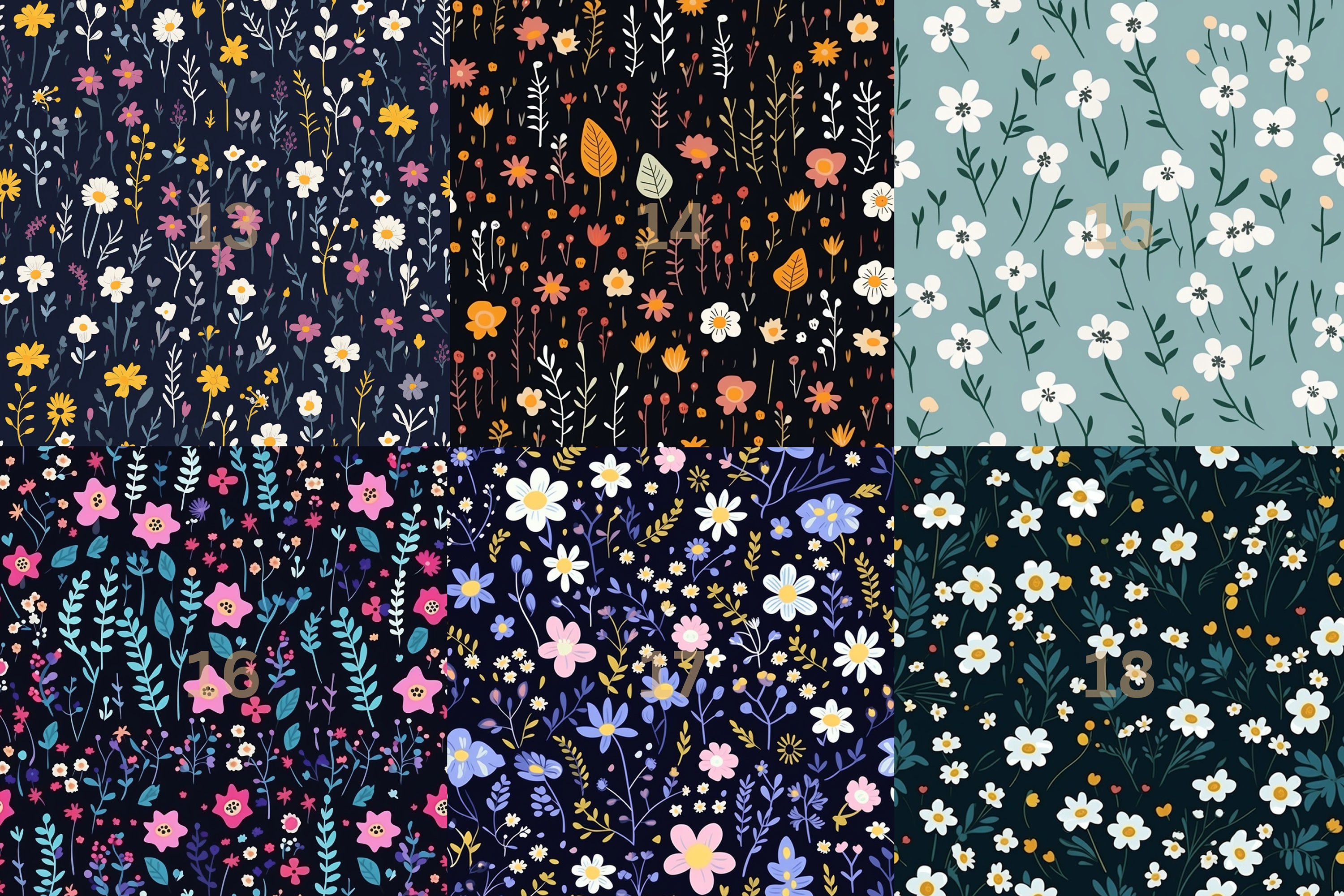 Ditsy Line Pattern 18 Seamless Ditsy Patterns | Ditsy Patterns | Digital Download | 18 ...