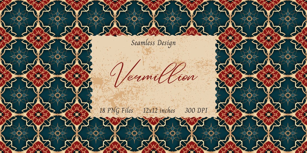 18 Seamless Luxury Tile Inspired Pattern | Vermillion | Digital ...