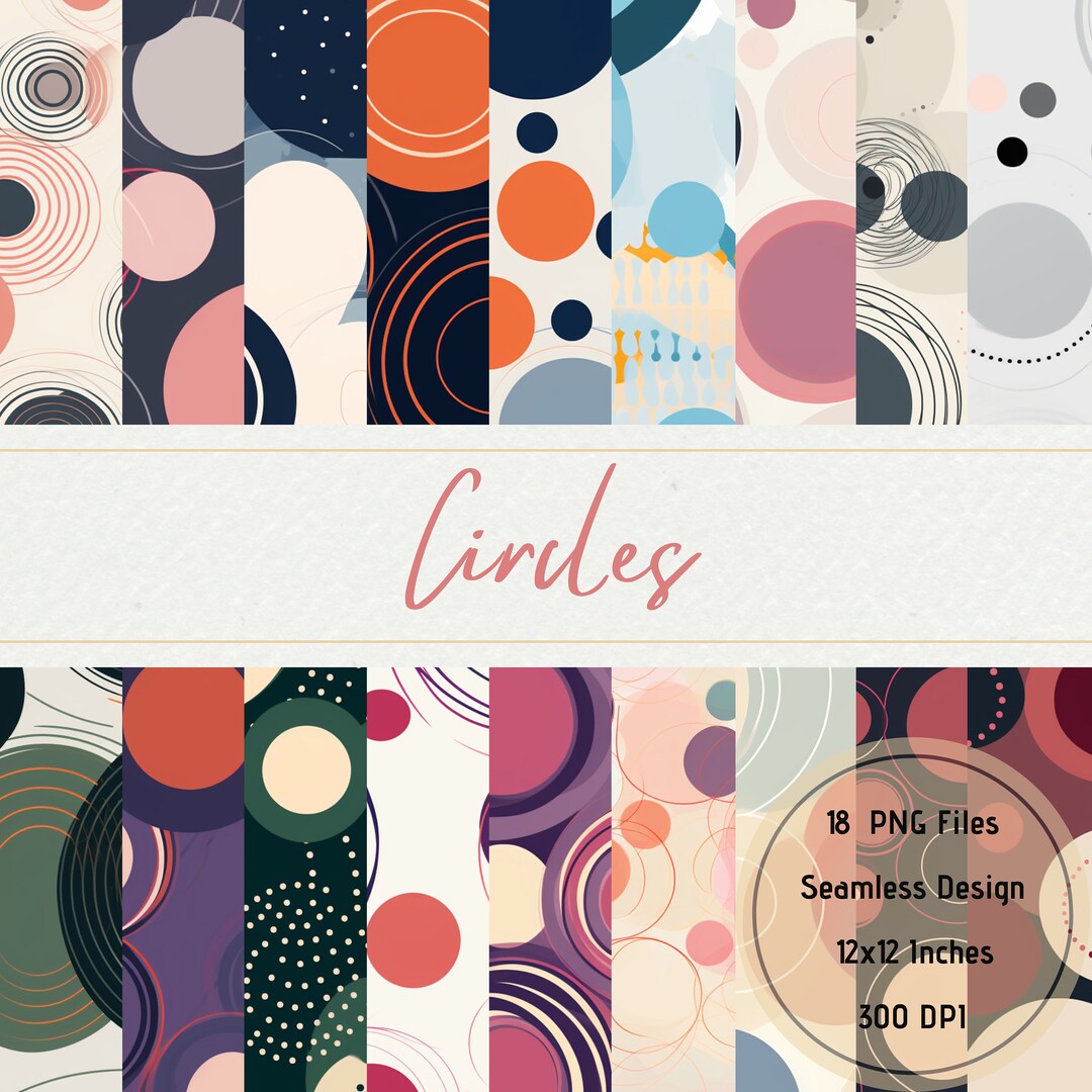 18 Seamless Circle Patterns | Circles | Digital Download | 18 Pattern ...