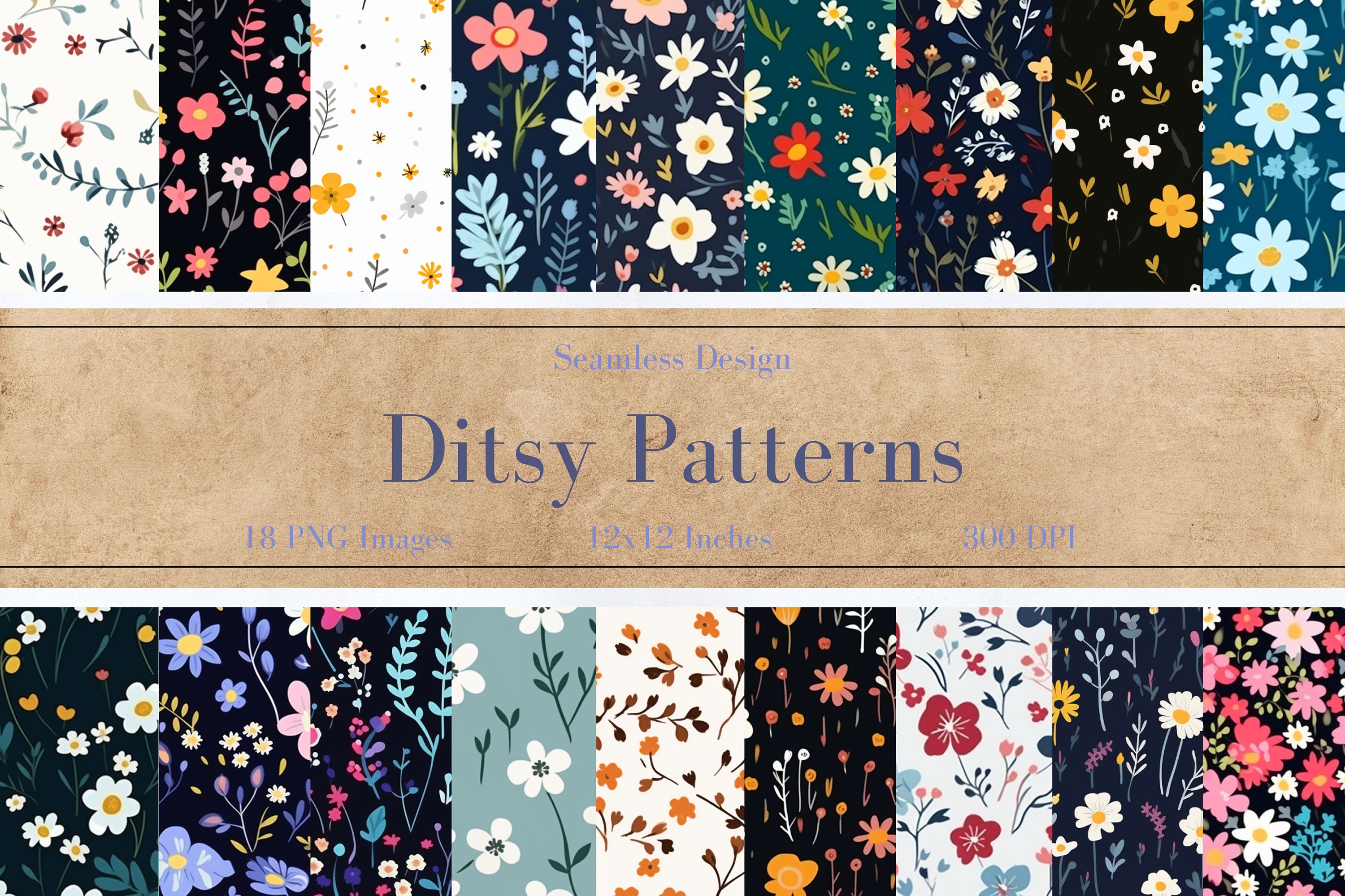 Ditsy Line Pattern 18 Seamless Ditsy Patterns | Ditsy Patterns | Digital Download | 18 ...