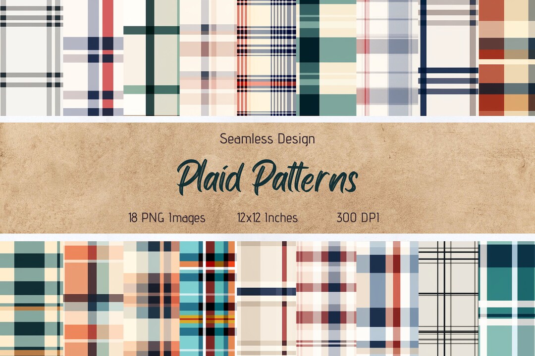 18 Seamless Plaid Patterns | Plaid Patterns | Digital Download | 18 ...