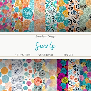 18 nahtlose Spiralmuster | Wirbel | Digitaler Download | 18 Musterpaket | Druckbares Muster