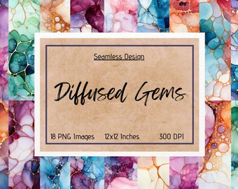 18 Seamless Gemstone Patterns | Diffused Gems | Digital Download | 18 Pattern Bundle | Printable Pattern