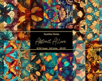 18 Seamless Abstract Pattern | Abstract Allure | Digital Download | 18 Pattern Bundle | Printable Pattern