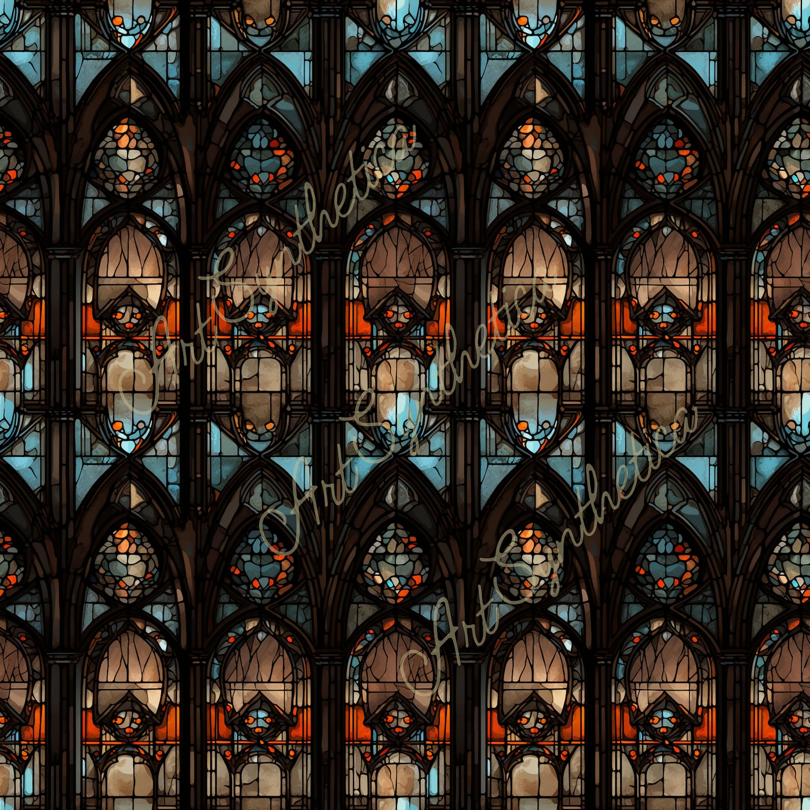 18 Seamless Gothic Stained Glass Patterns | Windows | Digital Download ...