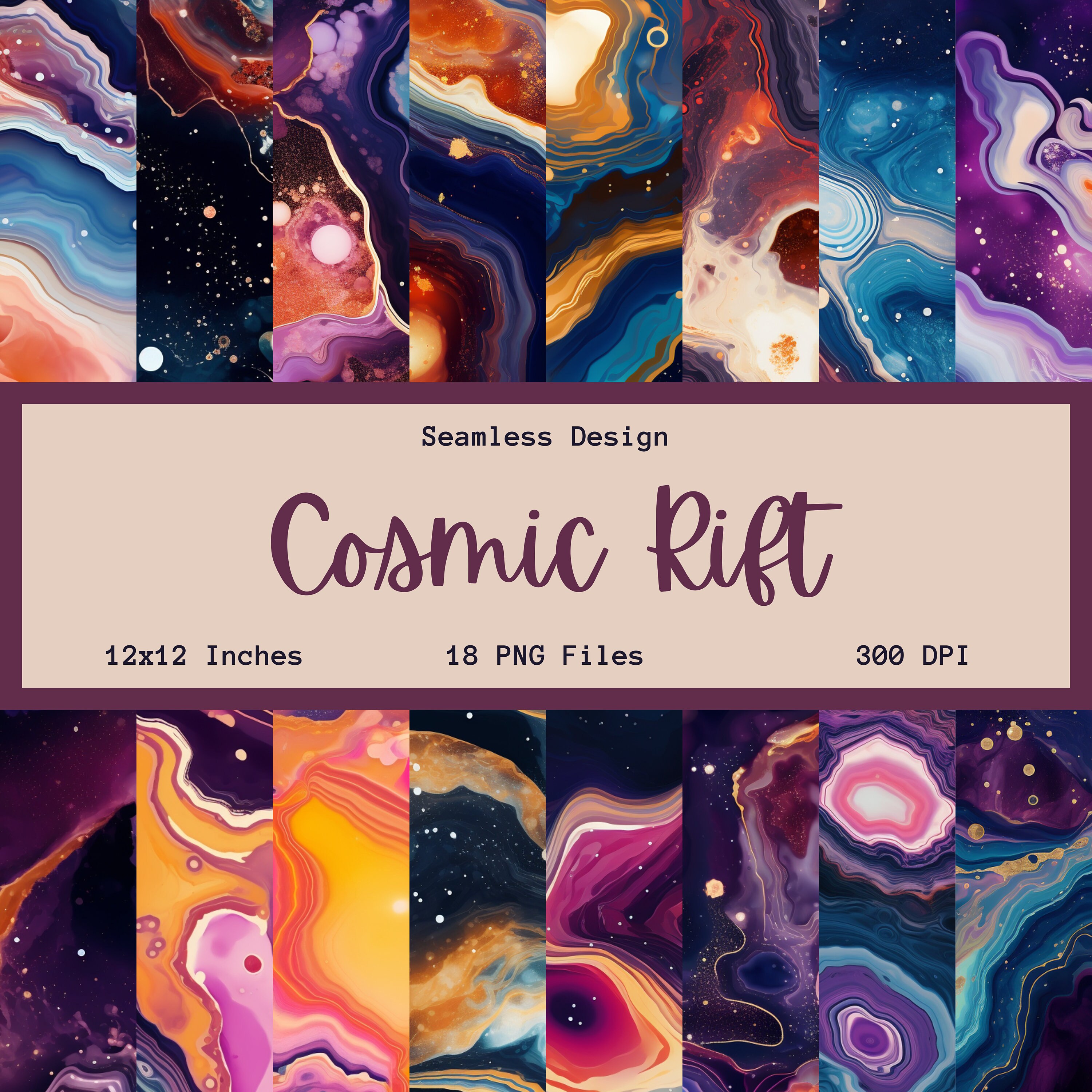 18 Seamless Agate Patterns | Cosmic Rift | Digital Download | 18 ...