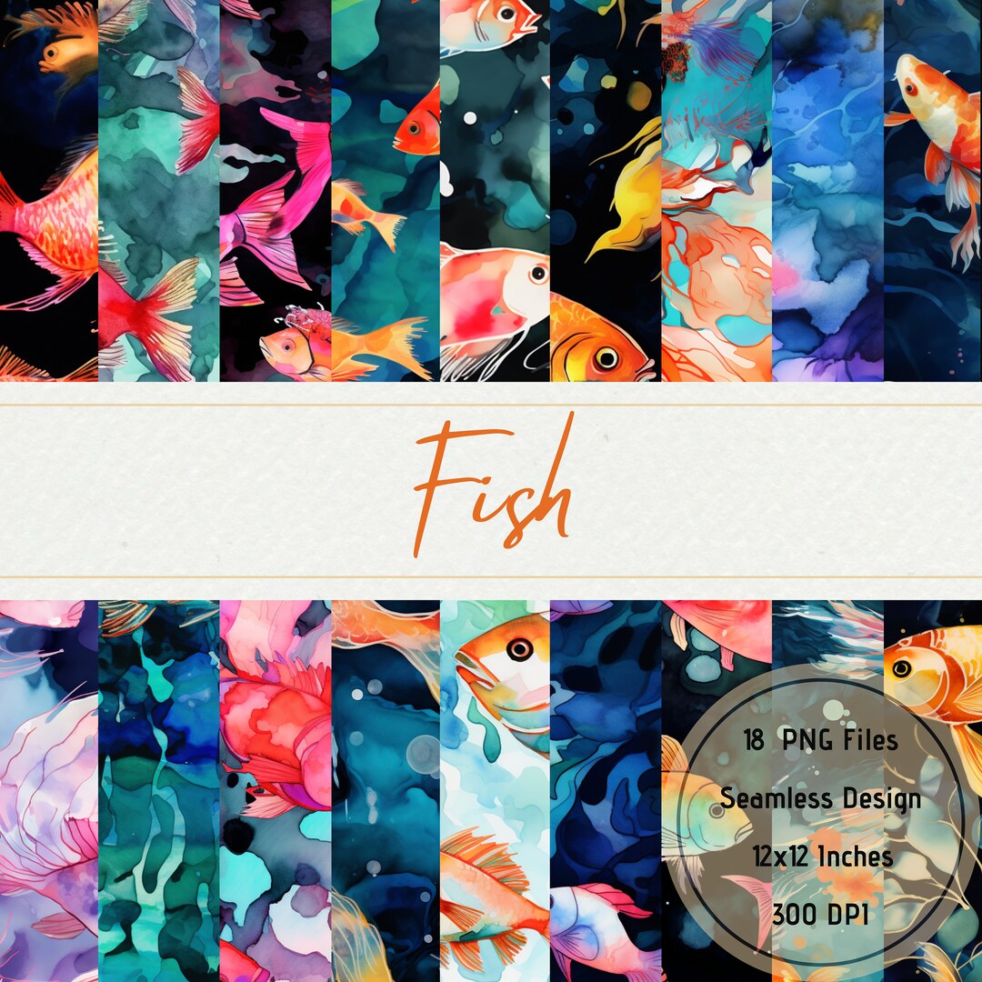 Good Fish Patterns 18 Seamless Fish Patterns | Fish | Digital Download | 18 Pattern Bundle ...