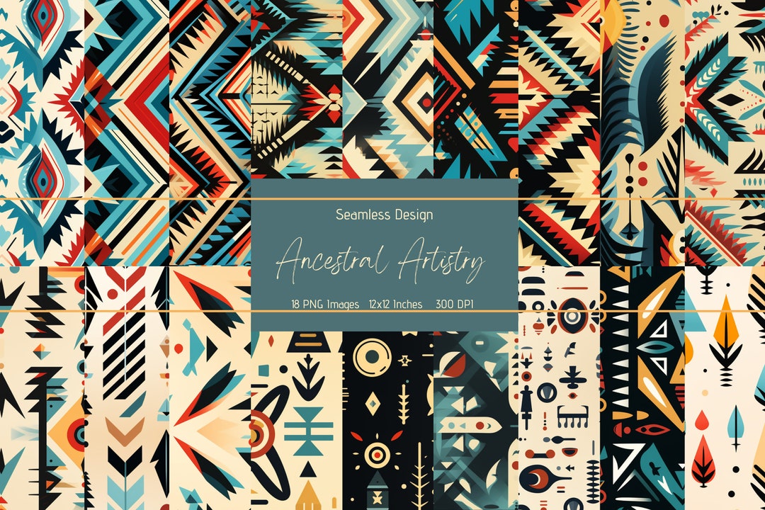 18 Seamless Tribal Inspired Pattern | Ancestral Artistry | Digital ...