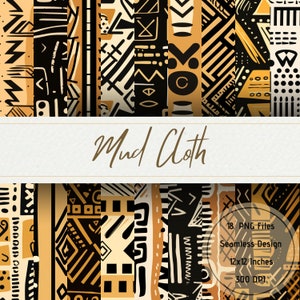 May include: A digital paper pack with 18 seamless patterns featuring abstract geometric designs in black, white, and gold. The patterns are 12 inches by 12 inches and 300 DPI.