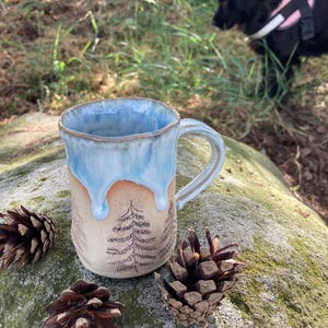 Handgemachte Keramik Pine Tree Tasse - Rustikale Waldkeramik