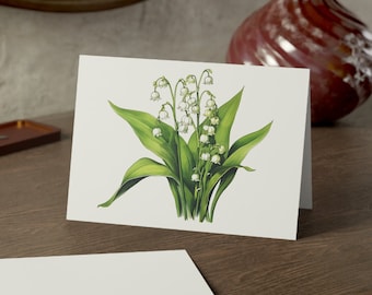Mayo Majestad / Tarjeta de felicitación de flores del mes de nacimiento del lirio de los valles / Tarjeta de lirio de los valles