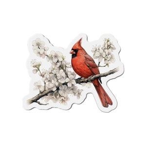 Signature Collection | Virginia Cardinal and Dogwood | Custom Die-Cut Fridge Magnets