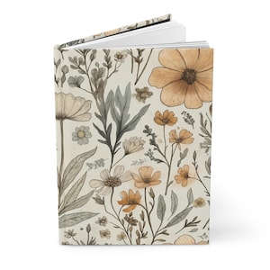 Elegant Floral Hardcover Journal, Vintage Style, Customizable Notebook