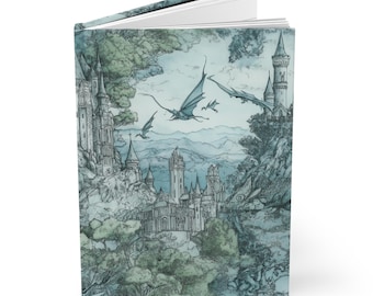 Mystical Castle Hardcover Journal, Dragons & Medieval Architecture, Elegant Notebook for Writing