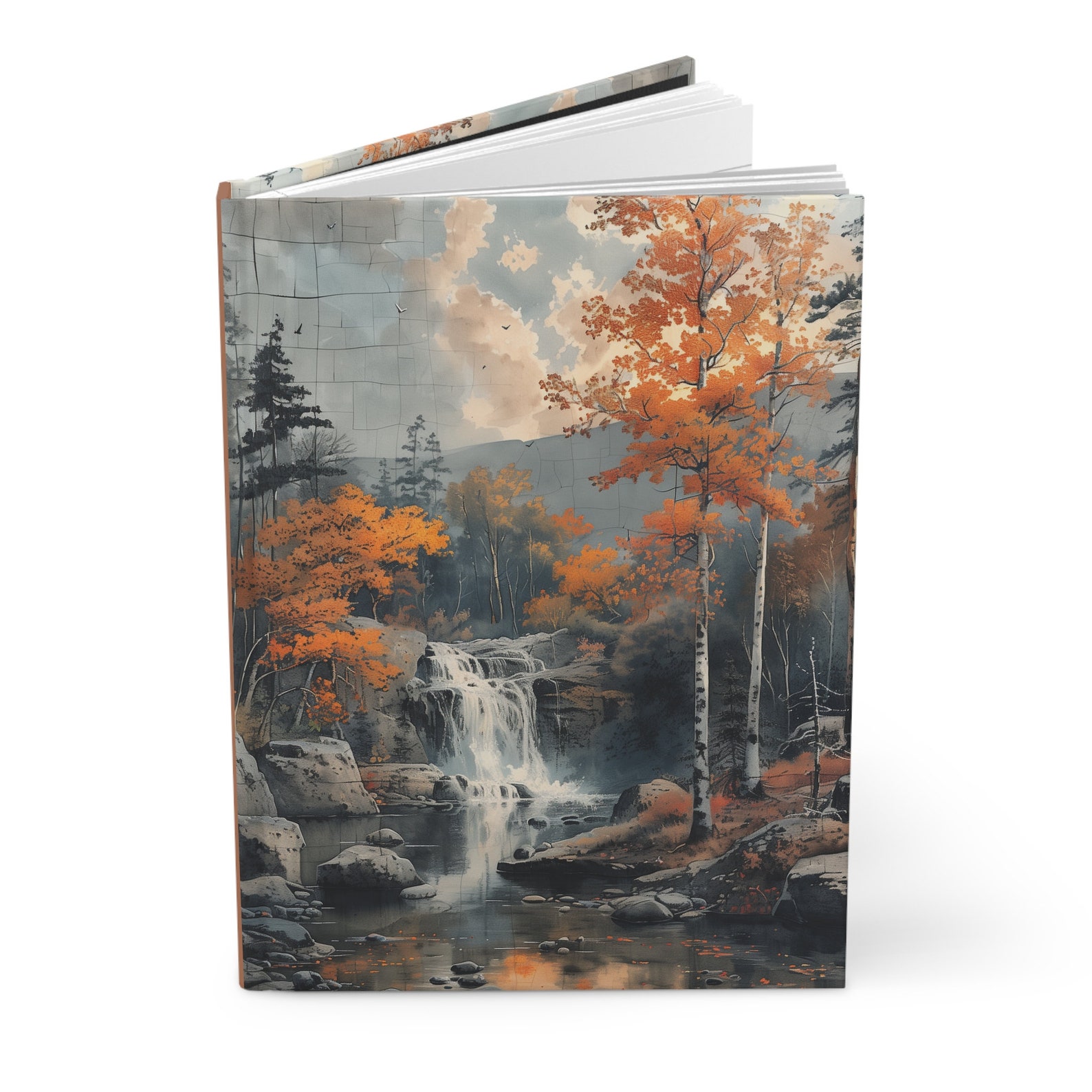 Autumn Forest Waterfall Journal, Vintage Style Hardcover Notebook ...